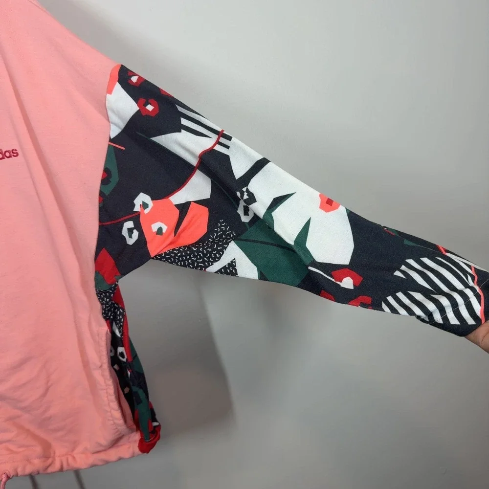 Adidas Farm Rio Pink Full Zip Hoodie Womens Size M Geometric Patterned Sleeve - Picture 4 of 10